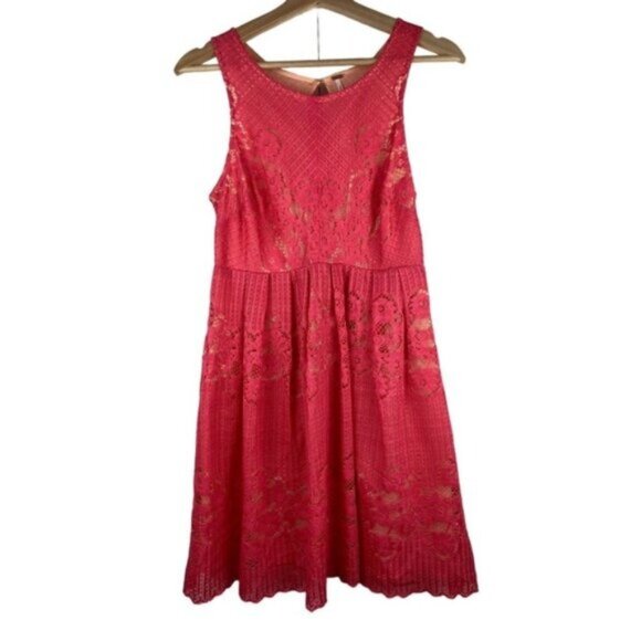 Free People Size 6 Coral Floral Lace Summer Tank Dress - Picture 1 of 7